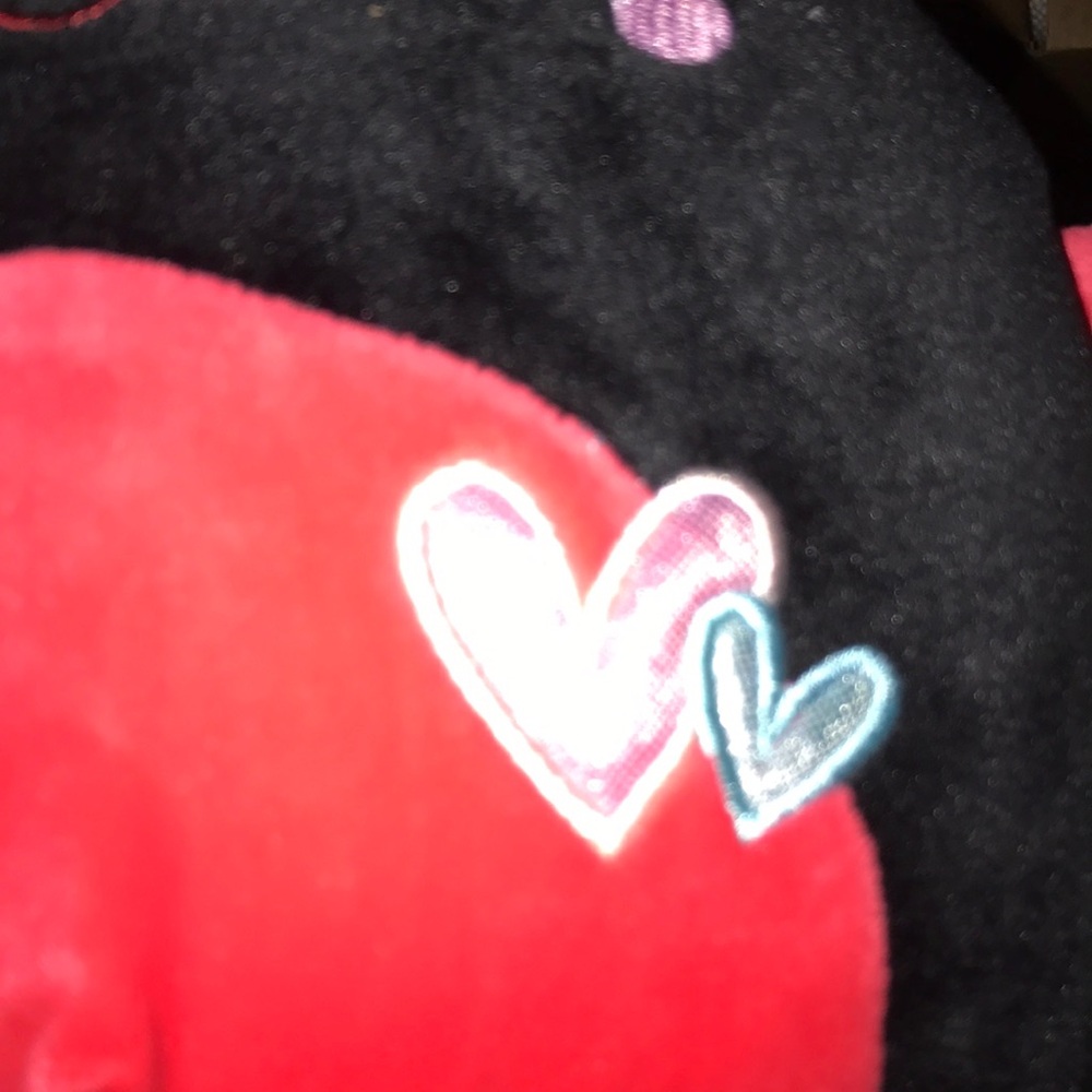 Plush Ladybug Soft Backpack in Black and Red with Heart Accent - Picture 4 of 6